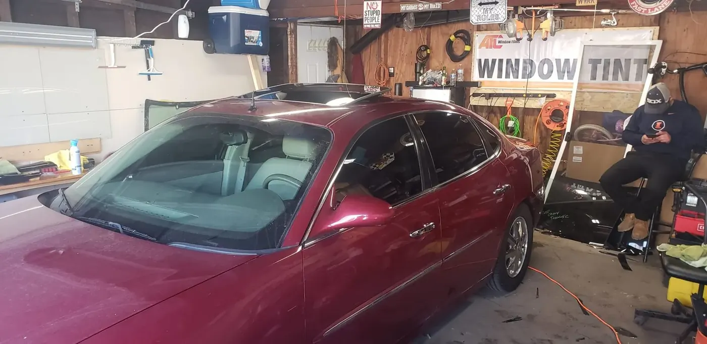 Vehicle receiving professional window tinting service at Mr. Glass Chicago