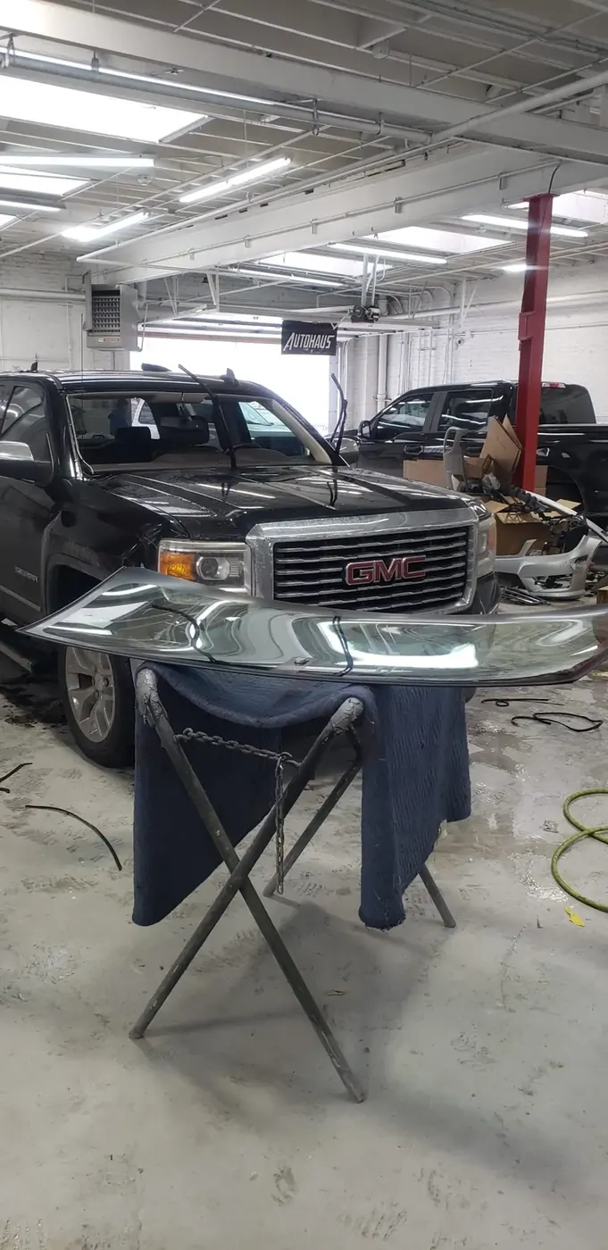 Glass panels staged for installation